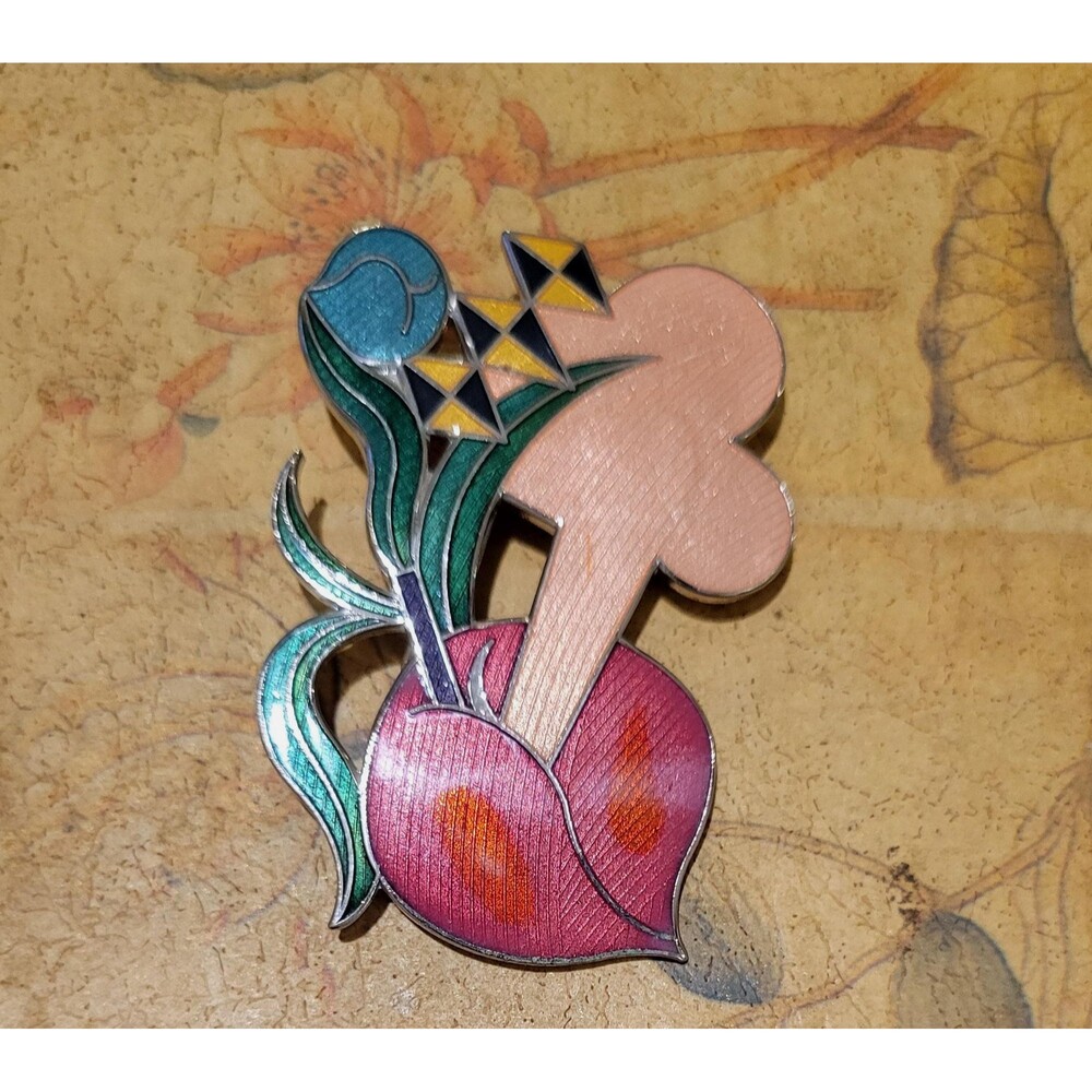 Peter Shire for ACME Studios "Wilcox" Brooch — Memphis Milano, 1985 Cloisonné